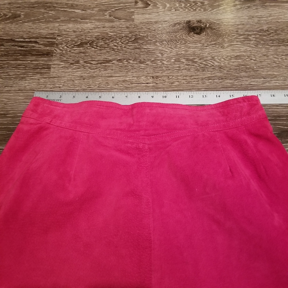 Vintage 70s Fuschia Suede Pencil Skirt Size Large - Picture 6 of 12